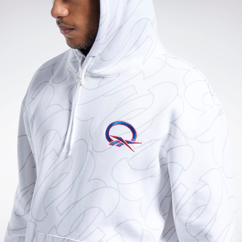 Reebok Basketball Question Allover Print Fleece Hoodie Hvide | YCN290567