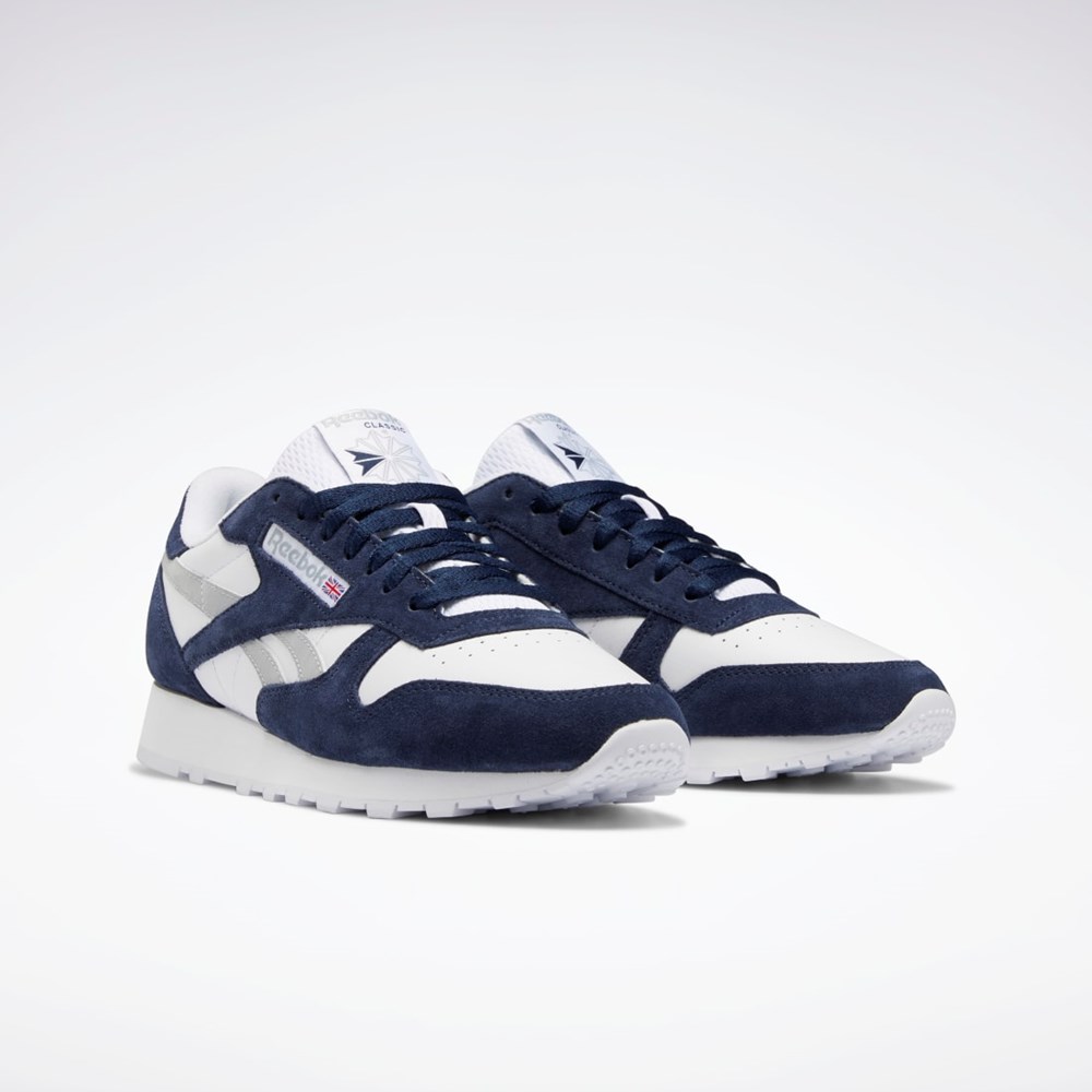 Reebok Classic Leather Shoes Mørkeblå Hvide Grå | JIY671435