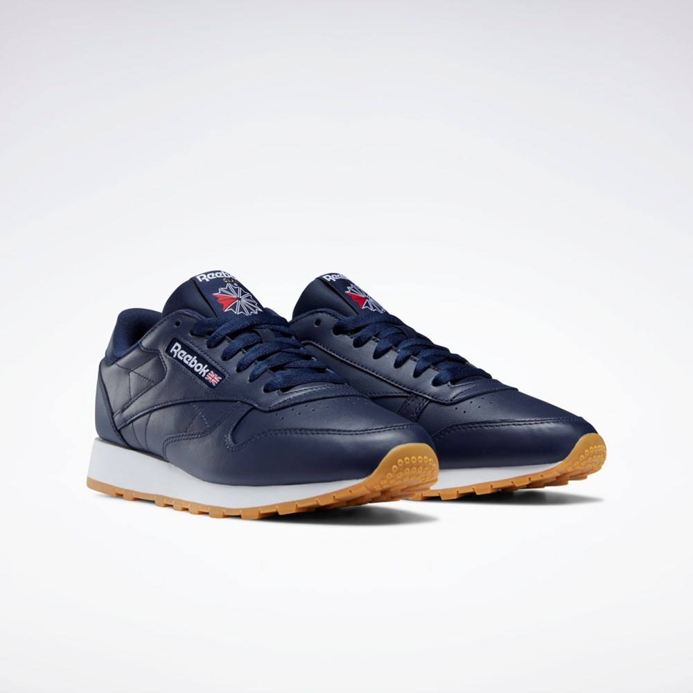 Reebok Classic Leather Shoes Mørkeblå Hvide | SQK365089