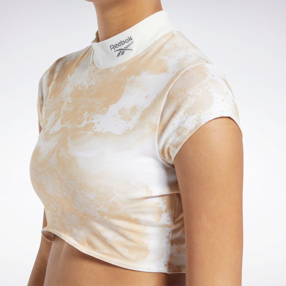 Reebok Classics Cloud Splatter-Print Kort Sleeve Cropped T-Shirt Stucco | NOR309486