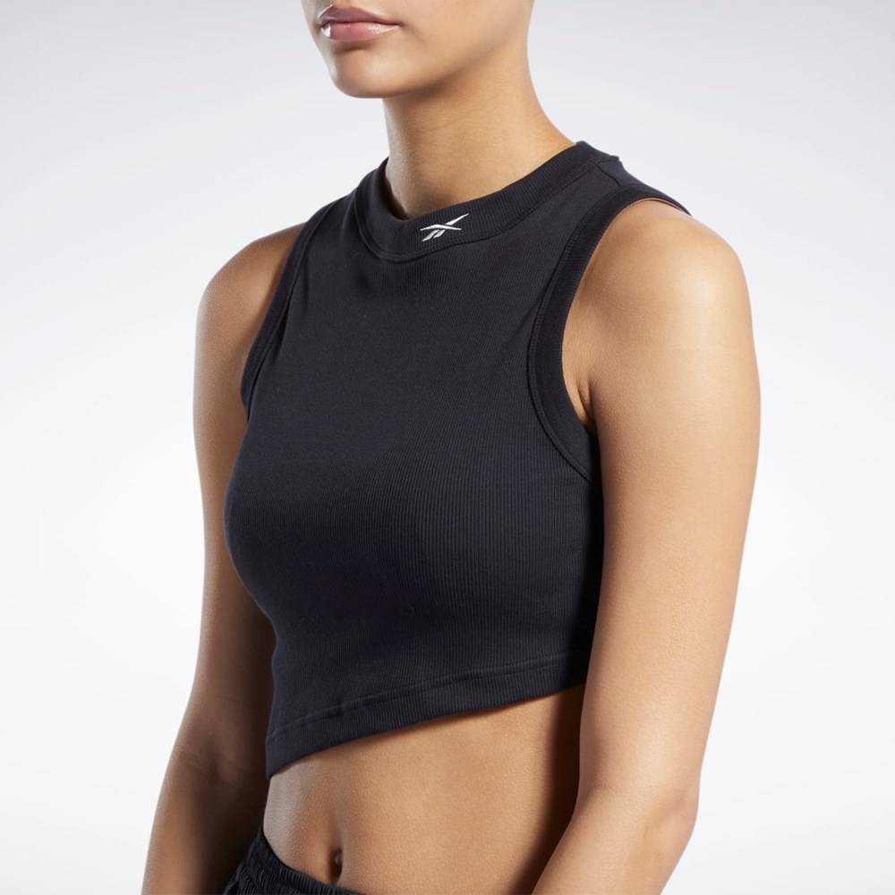 Reebok Classics Cropped Ribbet Tank Top Sort | BXU243689