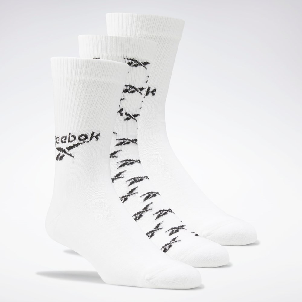 Reebok Classics Fold-Over Crew Socks 3 Pairs Hvide | QGX175469