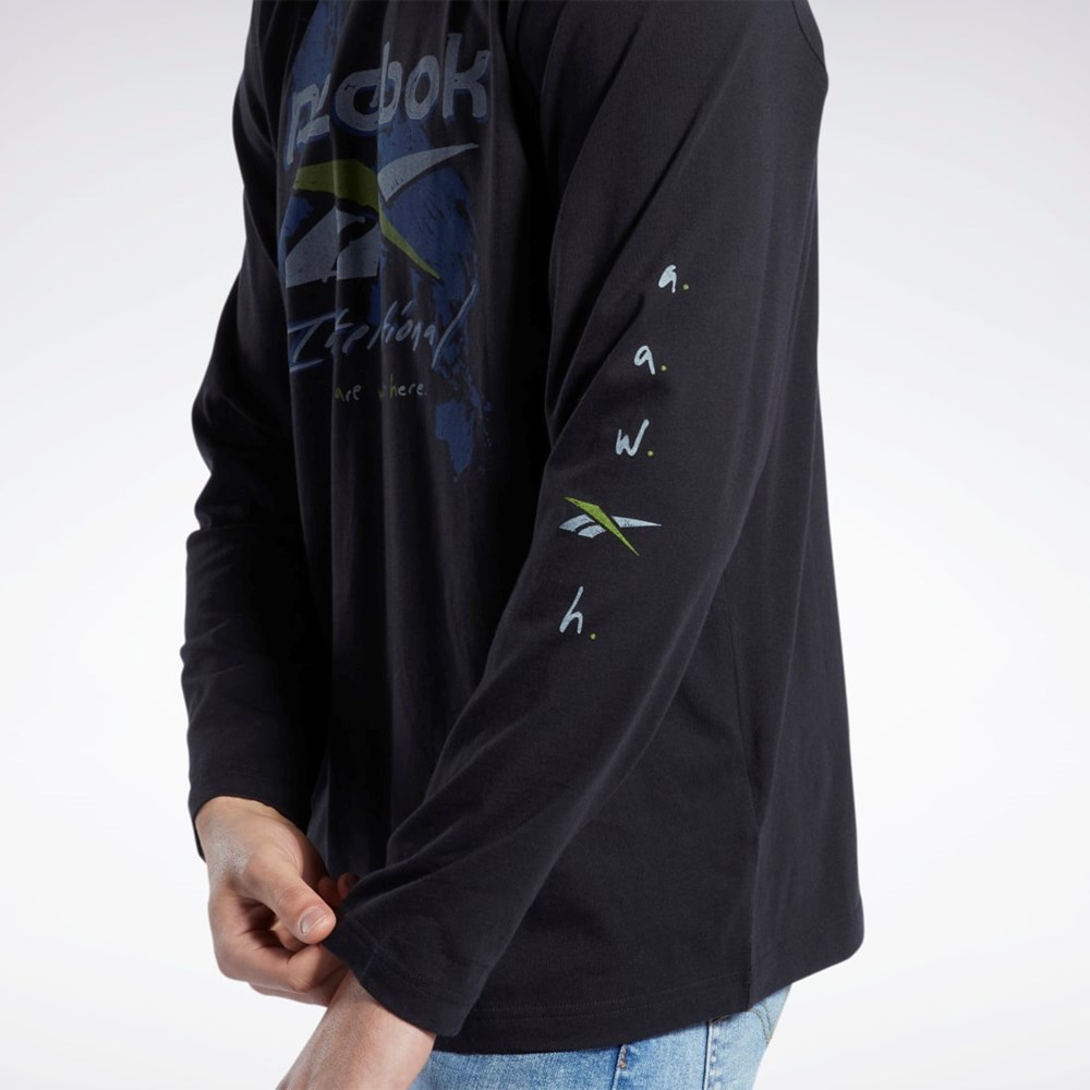 Reebok Grafisk Series Pre-Season Long Sleeve T-Shirt Sort | VCB956201