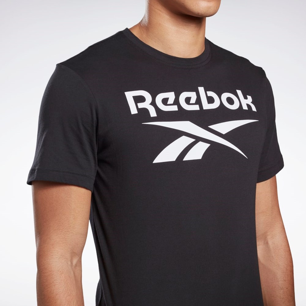 Reebok Grafisk Series Reebok Stacked Tee Sort | BAY596812