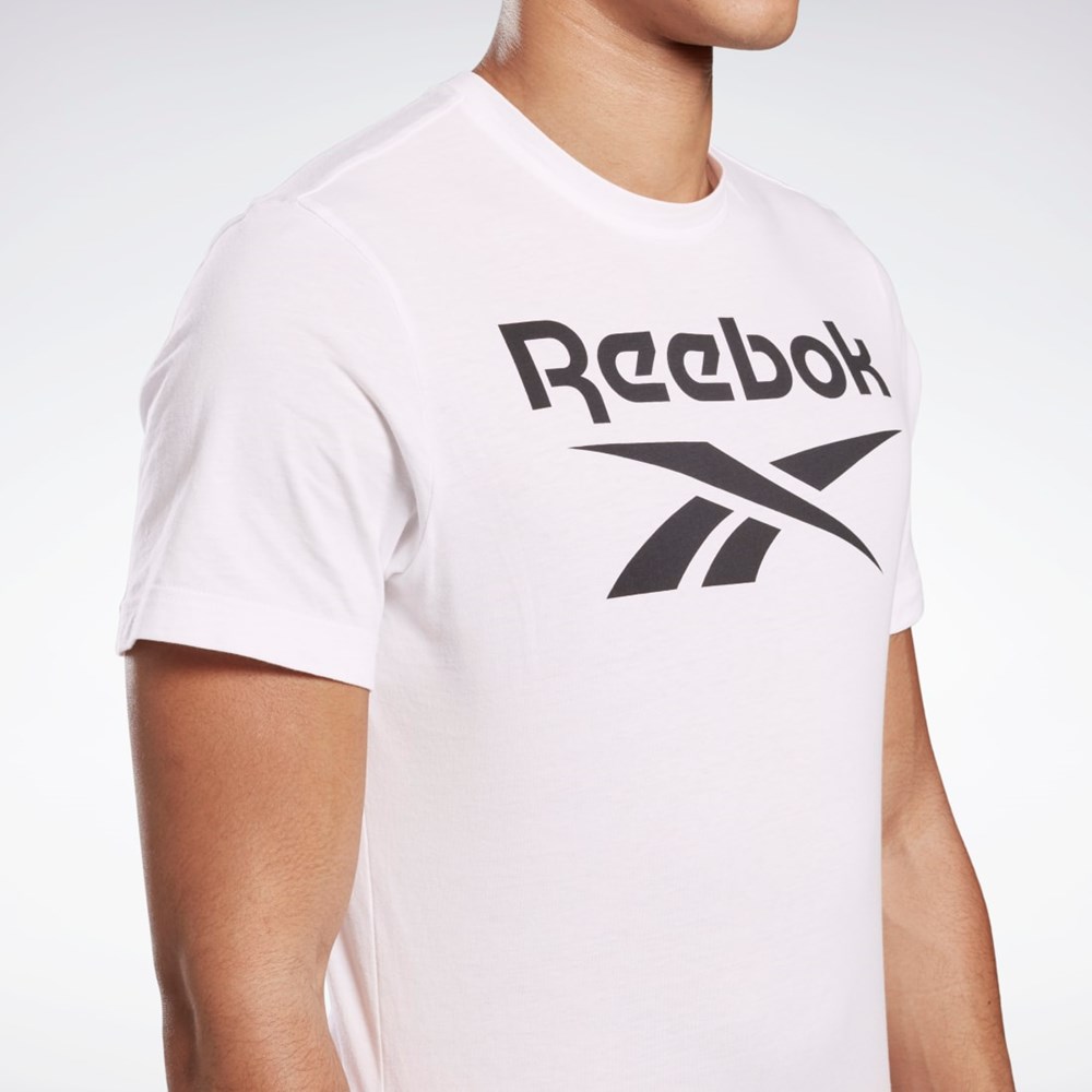 Reebok Grafisk Series Reebok Stacked Tee Hvide | VYE193267