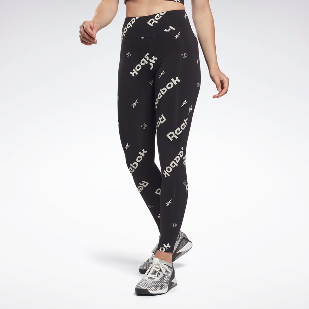 Reebok Identity Bomulds Printed Leggings Sort | KTN684297