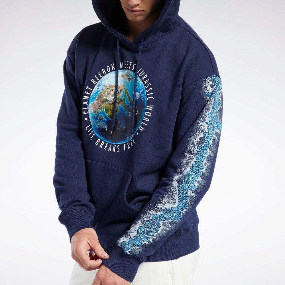 Reebok Jurassic World Grafisk Hoodie Mørkeblå | BZX423801