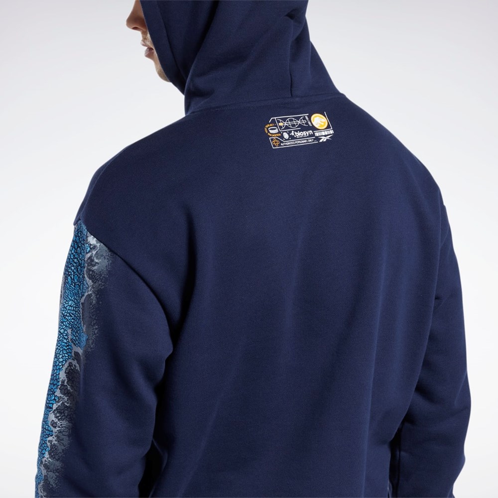 Reebok Jurassic World Grafisk Hoodie Mørkeblå | BZX423801