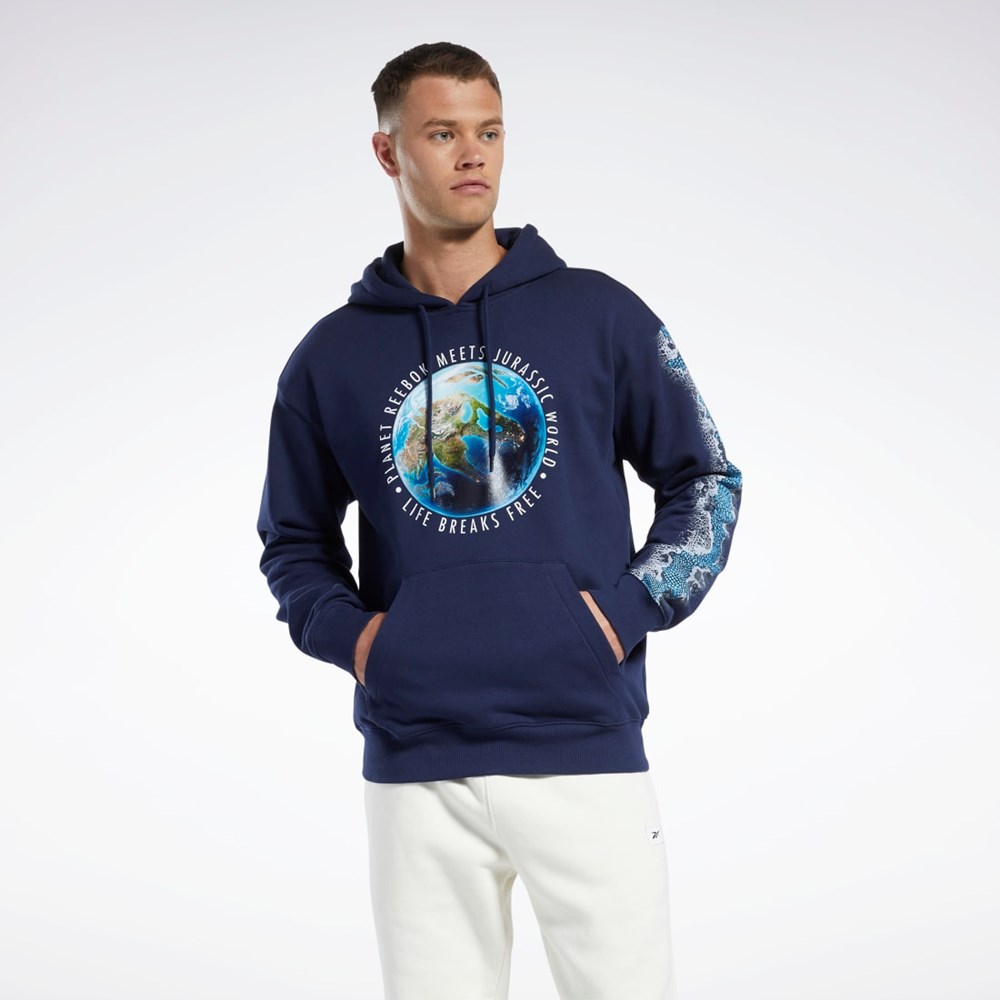 Reebok Jurassic World Grafisk Hoodie Mørkeblå | BZX423801