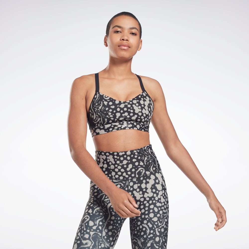 Reebok Lux Strappy Modern Safari Print Sports Bra Sort | YHC145872