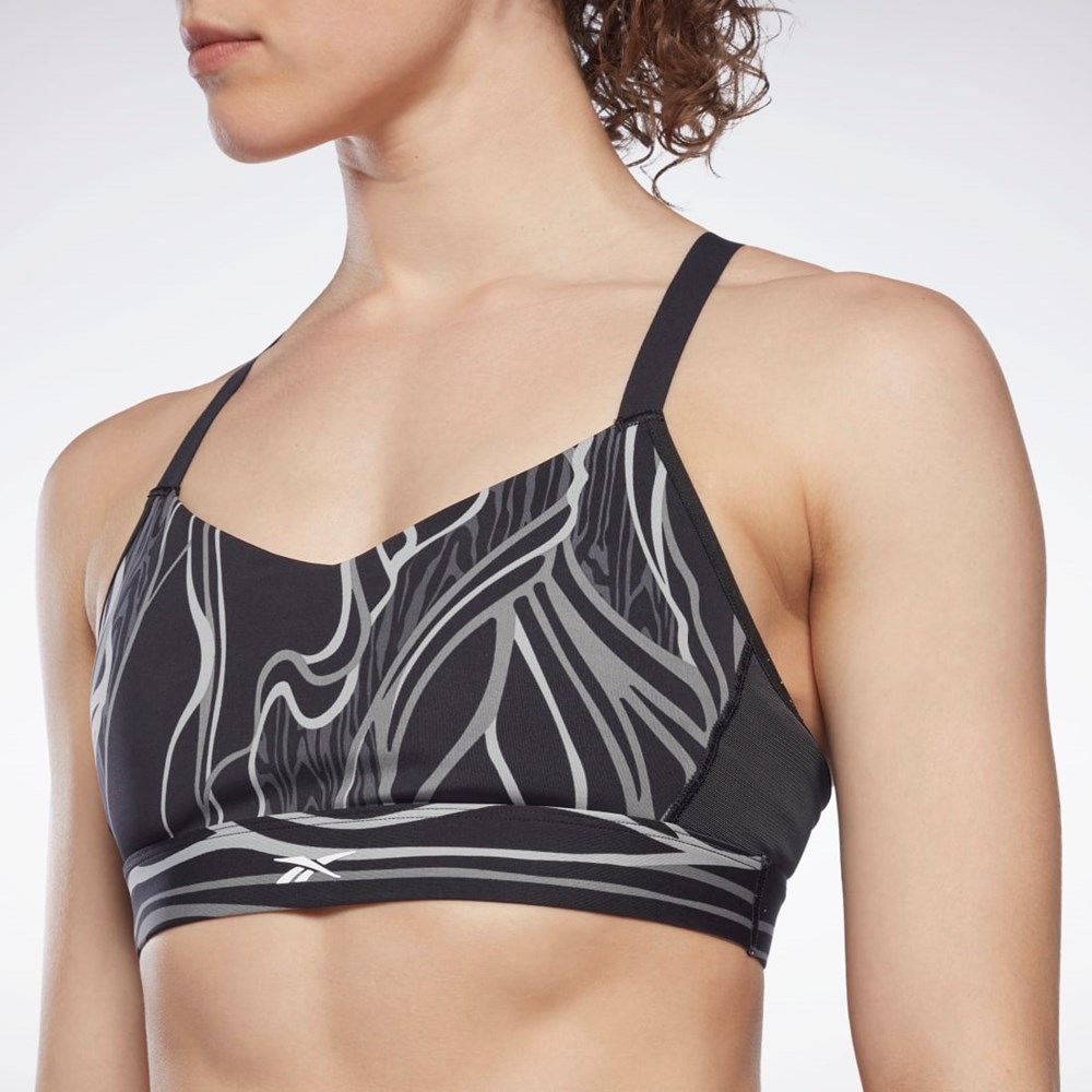 Reebok Lux Strappy Nature Grown Print Sports Bra Sort | ODY812560