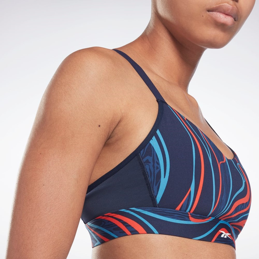 Reebok Lux Strappy Nature Grown Print Sports Bra Mørkeblå | UEL094712