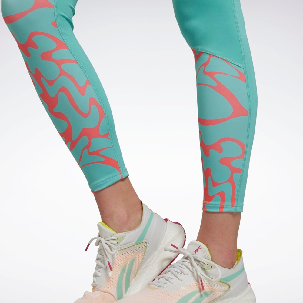 Reebok Løbe Printed Leggings Semi Classic Teal | FVW375641