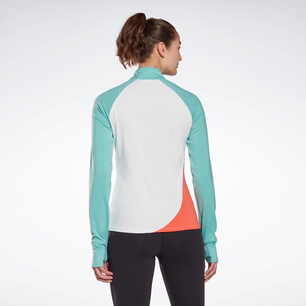 Reebok Løbe Quarter-Zip Sweatshirt Hvide | BJX752081