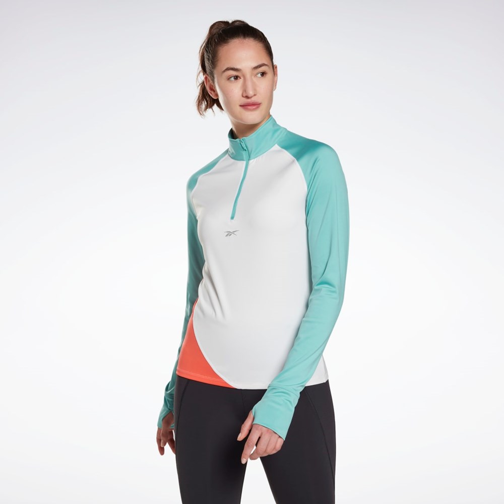 Reebok Løbe Quarter-Zip Sweatshirt Hvide | BJX752081