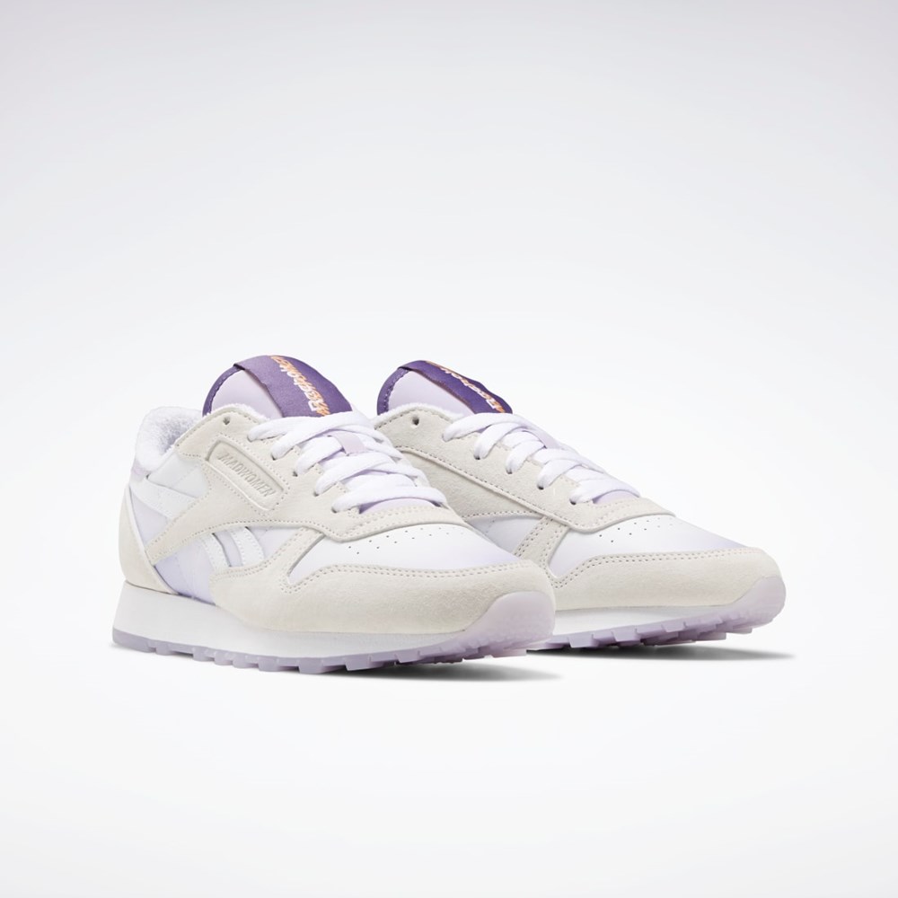 Reebok MadWomen Classic Leather Shoes Hvide Hvide Lilla | GFY762931