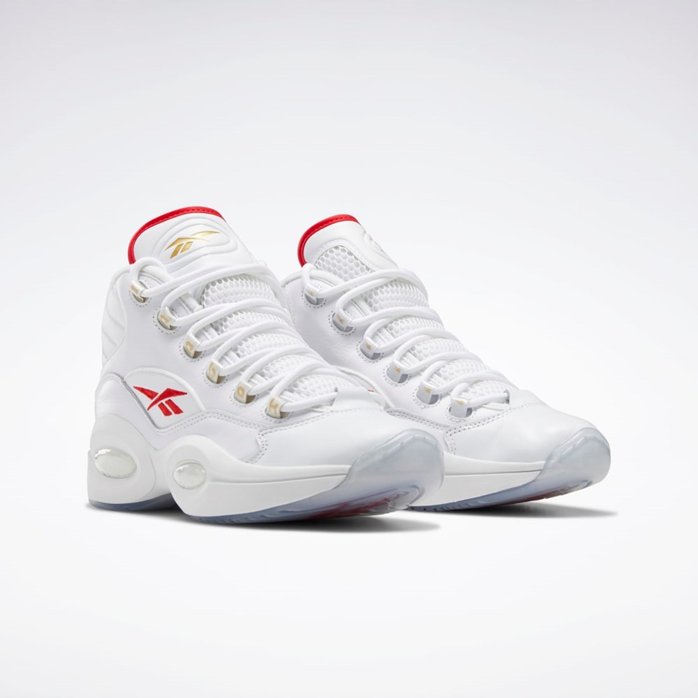 Reebok Question Mid Basketball Shoes Hvide Hvide Rød | SID307259