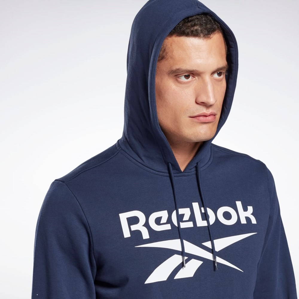 Reebok Reebok Identity Big Logo Hoodie Mørkeblå Hvide | ZIE083291