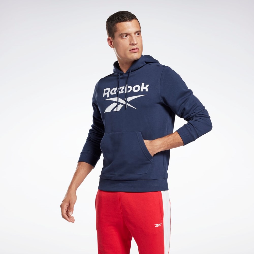 Reebok Reebok Identity Big Logo Hoodie Mørkeblå Hvide | ZIE083291