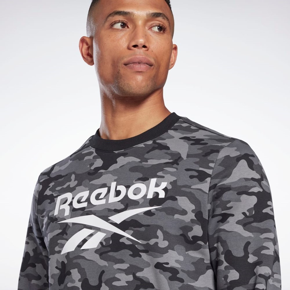 Reebok Reebok Identity Camo Big Logo Crew Sweatshirt Sort | QHU086517