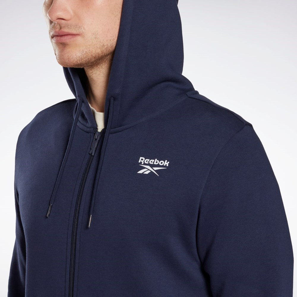 Reebok Reebok Identity Fleece Zip-Up Hoodie Mørkeblå | ZKB520136