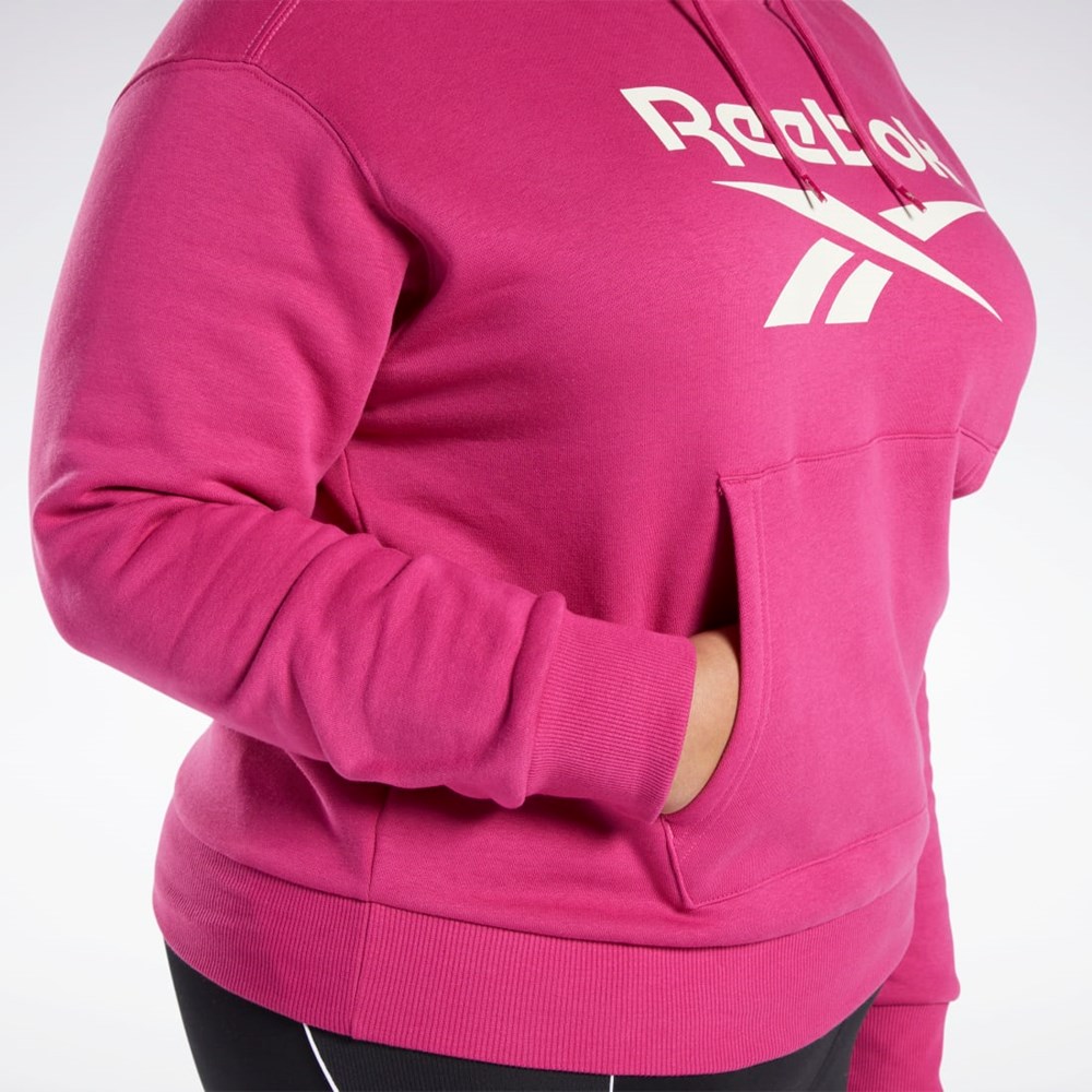 Reebok Reebok Identity Logo Fleece Pullover Hoodie (Plus Size) Lyserød | DJO928164