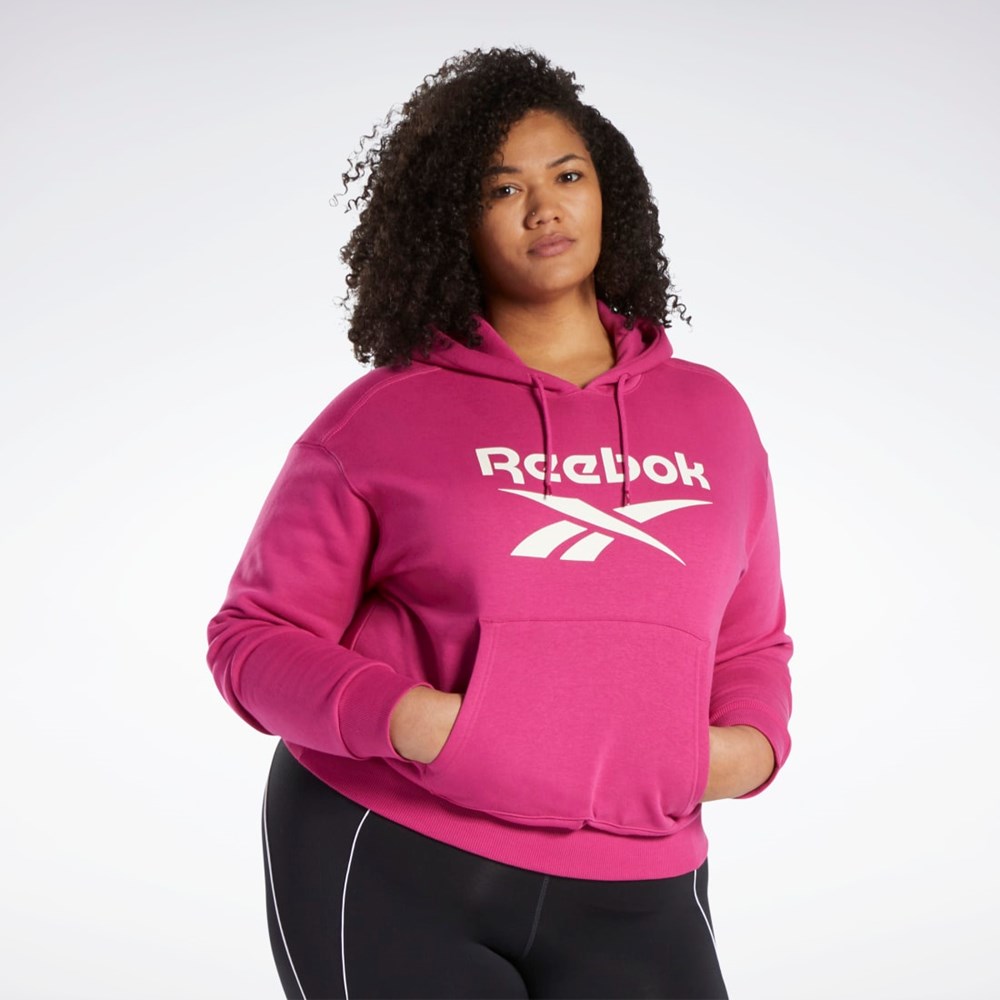 Reebok Reebok Identity Logo Fleece Pullover Hoodie (Plus Size) Lyserød | DJO928164