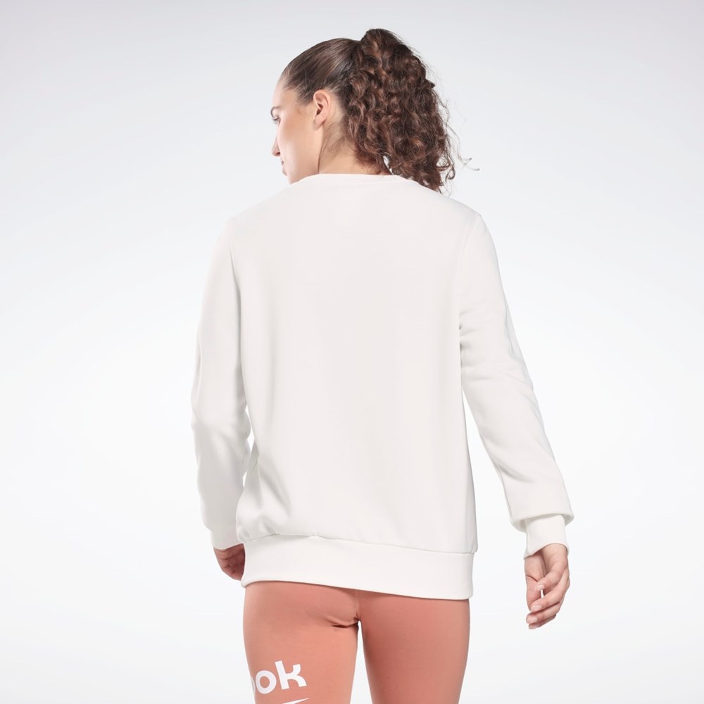 Reebok Reebok Identity Logo French Terry Crew Sweatshirt Hvide Sort | ZCF230495