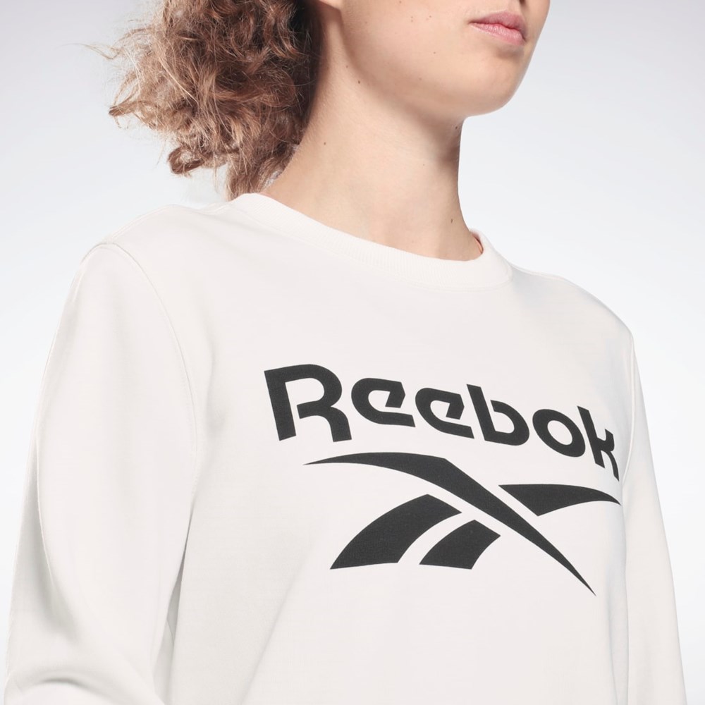 Reebok Reebok Identity Logo French Terry Crew Sweatshirt Hvide Sort | ZCF230495