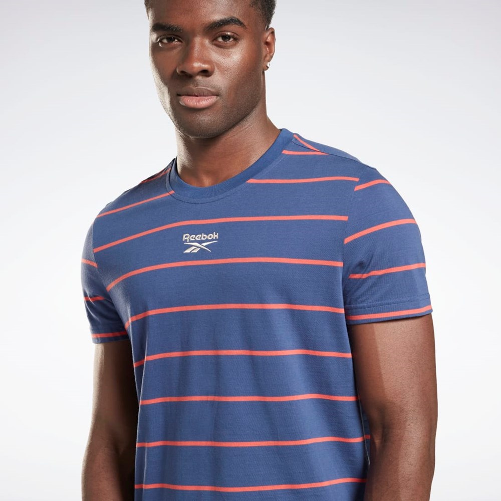 Reebok Stripe T-Shirt Blå | VTJ648935