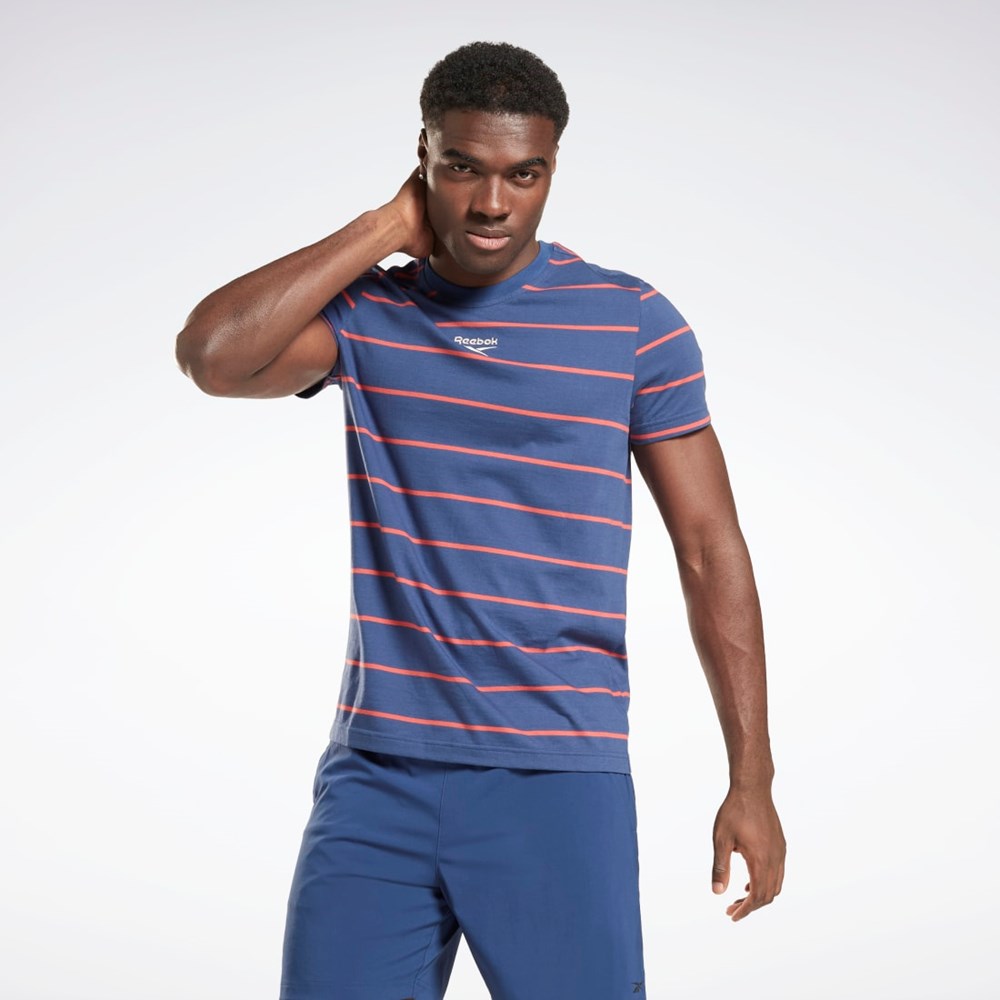 Reebok Stripe T-Shirt Blå | VTJ648935