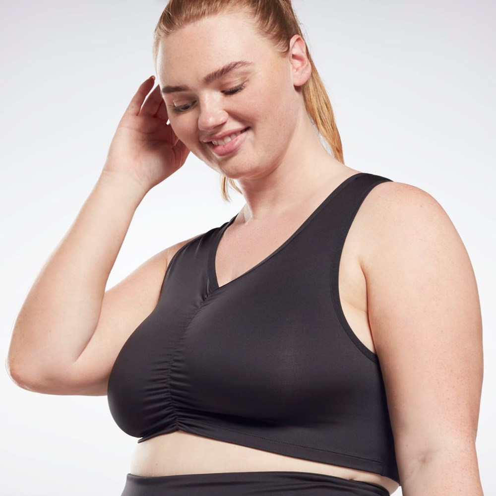 Reebok Studio Ruched Cropped Tank Top (Plus Size) Sort | IKY059146