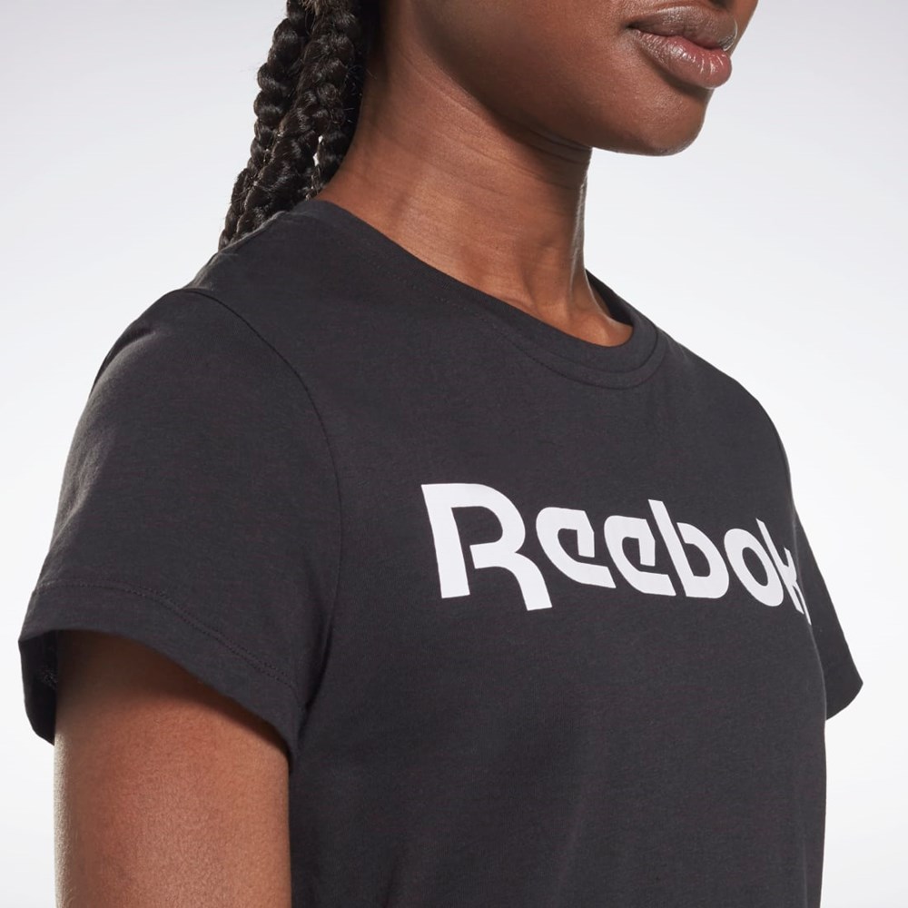 Reebok Trænings Essentials Grafisk Tee Sort Hvide | ESP305821