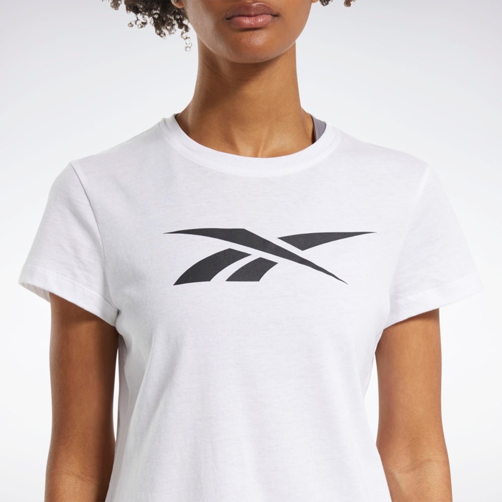 Reebok Trænings Essentials Vector Grafisk Tee Hvide | QRT450718