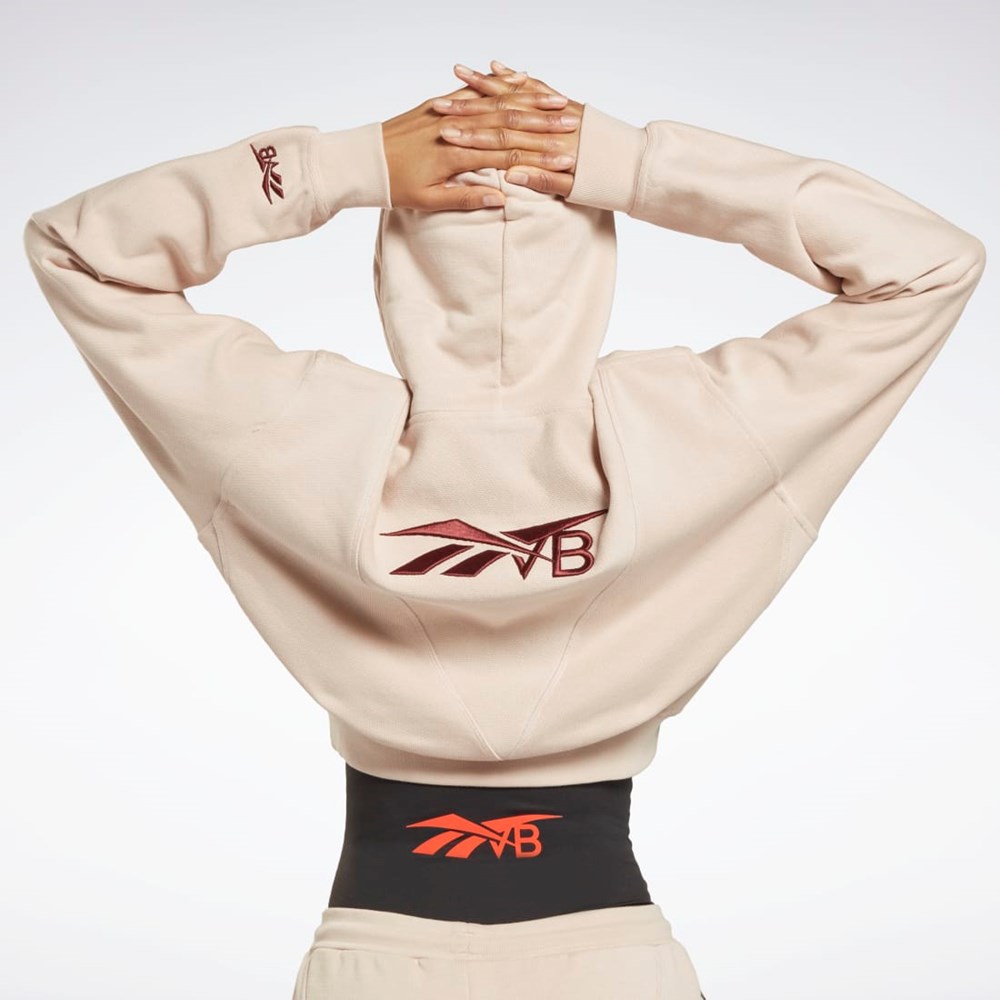 Reebok Victoria Beckham Crop Logo Hoodie Soft Ecru | BLS123684