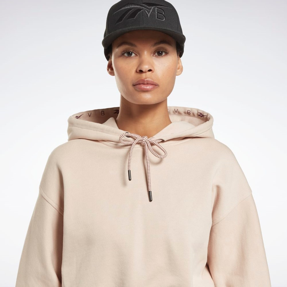 Reebok Victoria Beckham Crop Logo Hoodie Soft Ecru | BLS123684