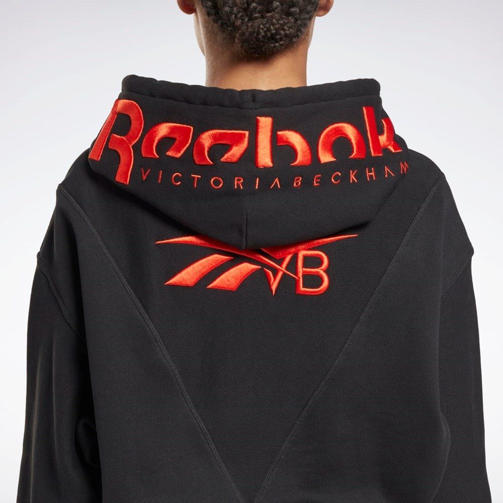 Reebok Victoria Beckham Crop Logo Hoodie Sort | QOD679480