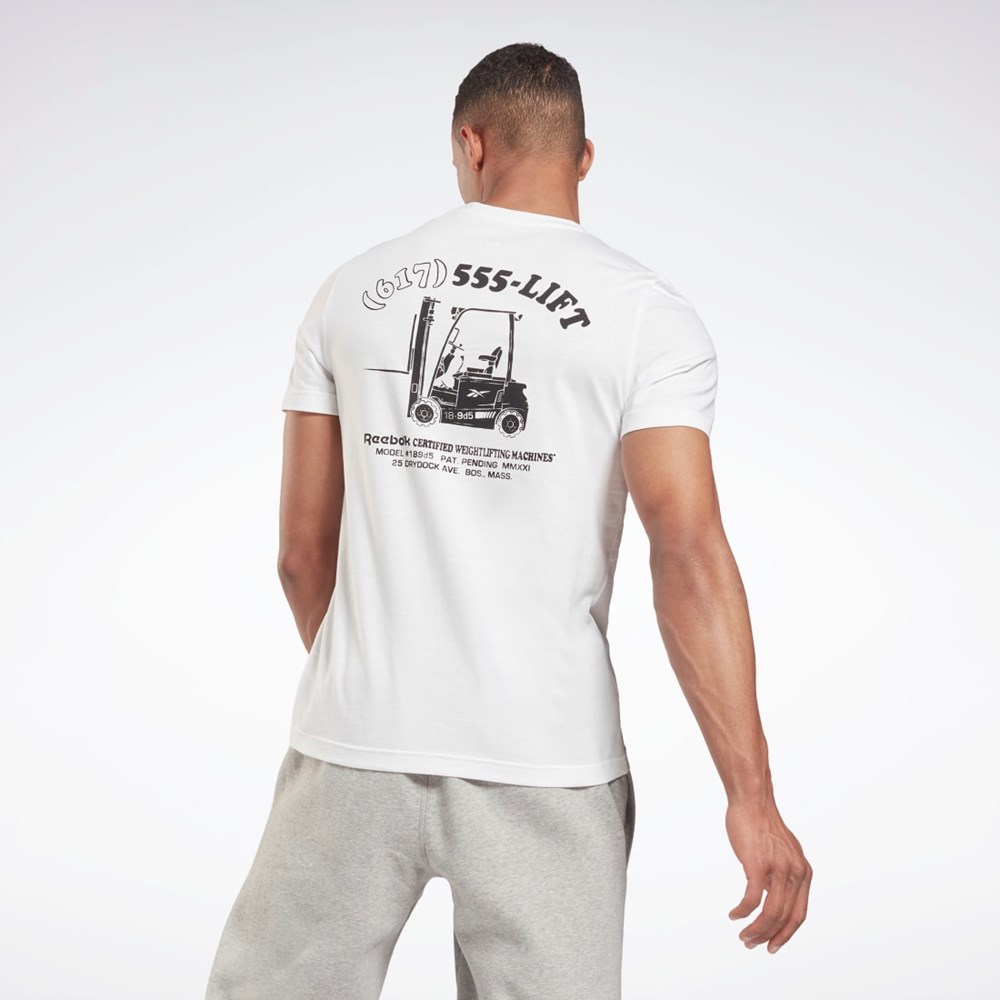 Reebok Weightlifting Novelty Grafisk T-Shirt Hvide | UOH806514