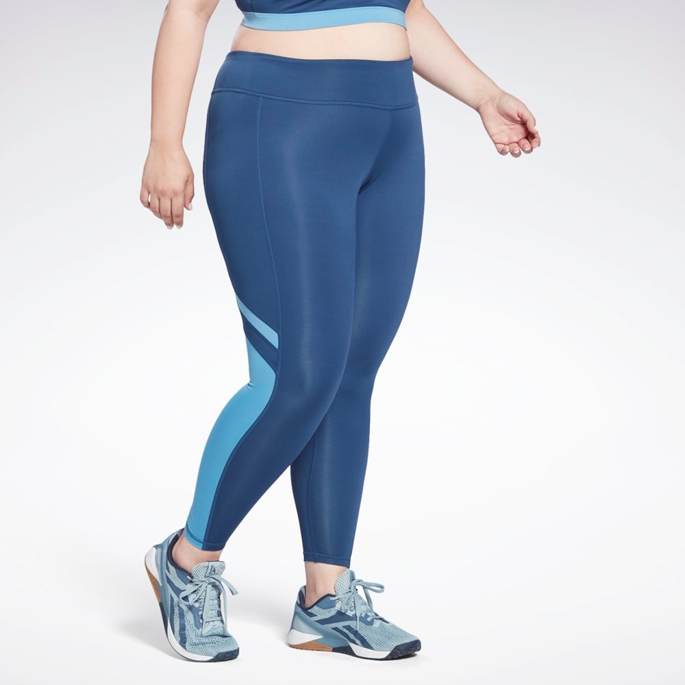 Reebok Workout Ready Mesh Leggings (Plus Size) Blå | SUL038914