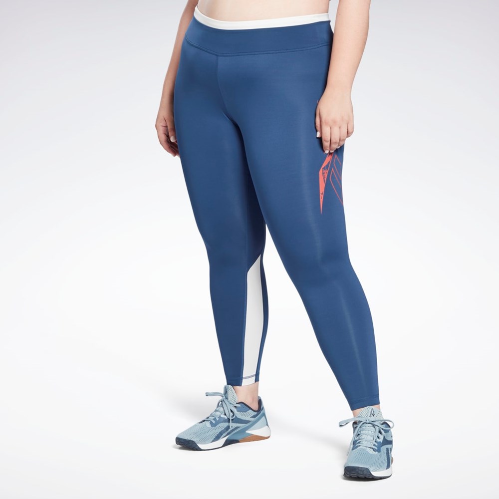 Reebok Workout Ready Vector Leggings (Plus Size) Blå | YPU304215