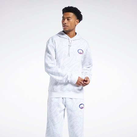 Reebok Basketball Question Allover Print Fleece Hoodie Hvide | YCN290567