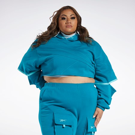 Reebok Cardi B Knit Hoodie (Plus Size) Seaport Teal / Seaport Teal | CIZ816250