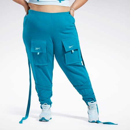 Reebok Cardi B Knit Pants (Plus Size) Seaport Teal | CZN295734