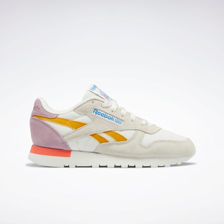 Reebok Classic Leather Shoes Chalk / Bright Ochre / Infused Lilac | XLZ809547