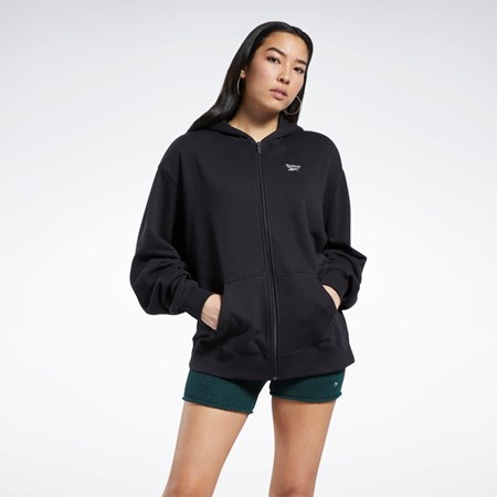 Reebok Classics Oversized Long Zip-Up Hoodie Sort | TFR697428