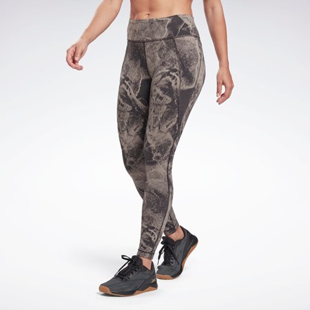 Reebok Lux Jacquard Leggings Sort | BVG289037