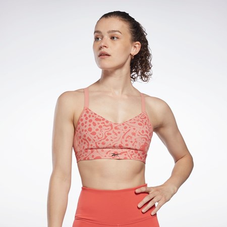 Reebok Lux Strappy Modern Safari Print Sports Bra Koral | VDQ706281