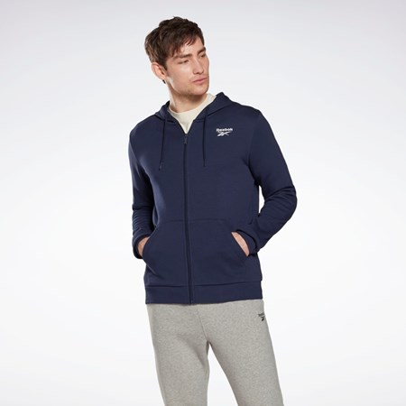 Reebok Reebok Identity Fleece Zip-Up Hoodie Mørkeblå | ZKB520136