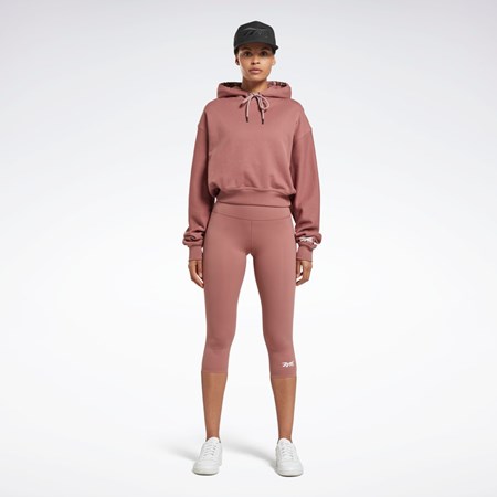 Reebok Victoria Beckham Crop Logo Hoodie Parched Earth | FMC097384