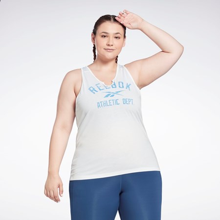 Reebok Workout Ready Supremium Big Logo Tank Top (Plus Size) Hvide | FLE195036